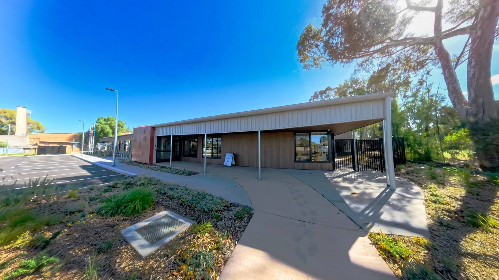 Three-quarter view of Early Learning Victoria Muyan (Sunshine) frontage showing modern exterior, accessible entrance and landscaped surrounds.