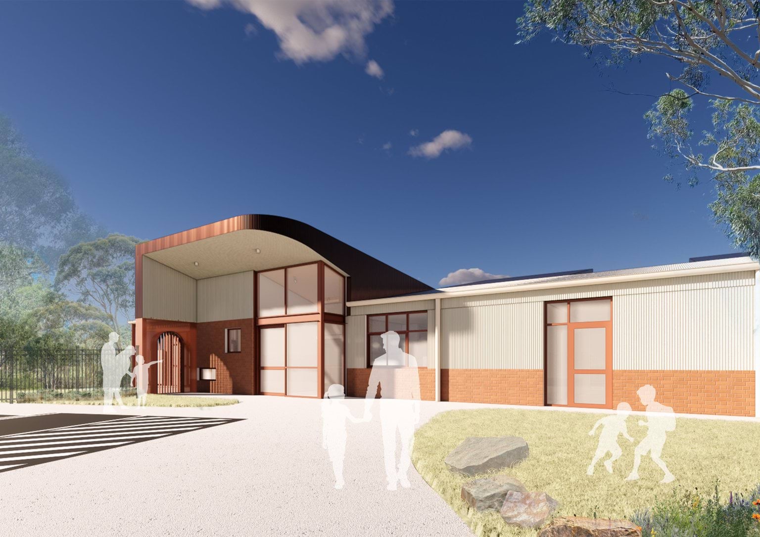 Artist illustration of the outside entry at the centre